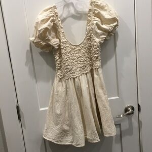 HAUSEN Cream Ivory Women’s Medium Baby Doll Dress Mini  100% Cotton